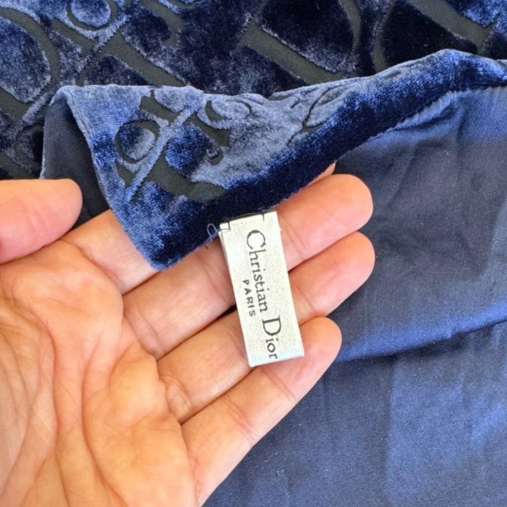 Dior Navy Blue Velvet Scarf